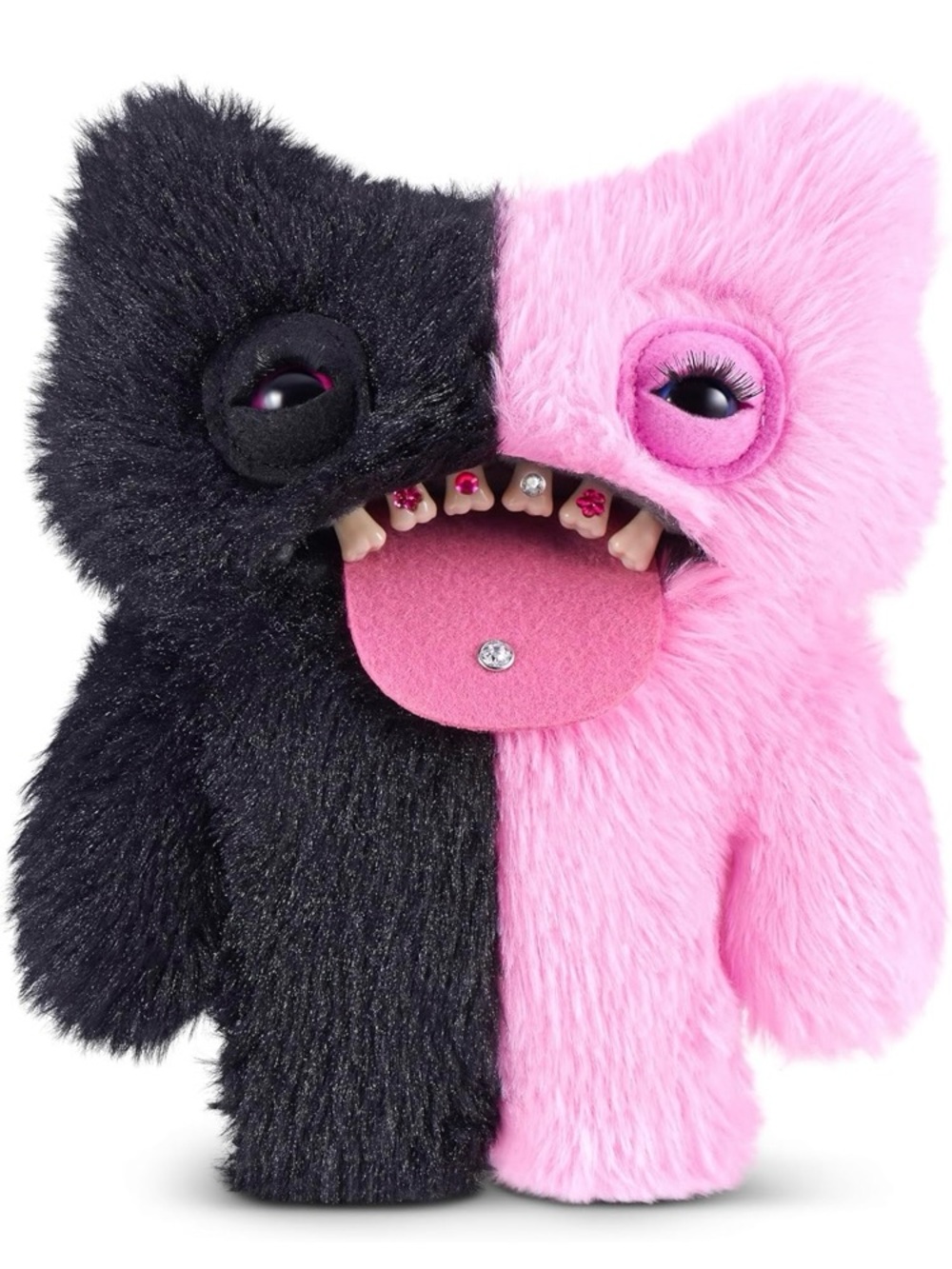 Fugglers Plush Two-Tone Monster Toy - Black & Pink